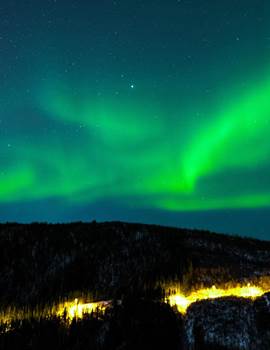 Northern Lights Sky Winter Mountains Forest